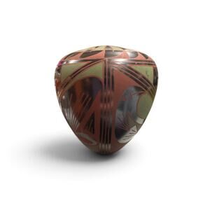Mata Ortiz Pottery Vase Efraim Lucero Andrew Signed Native Made Polychrome 4"